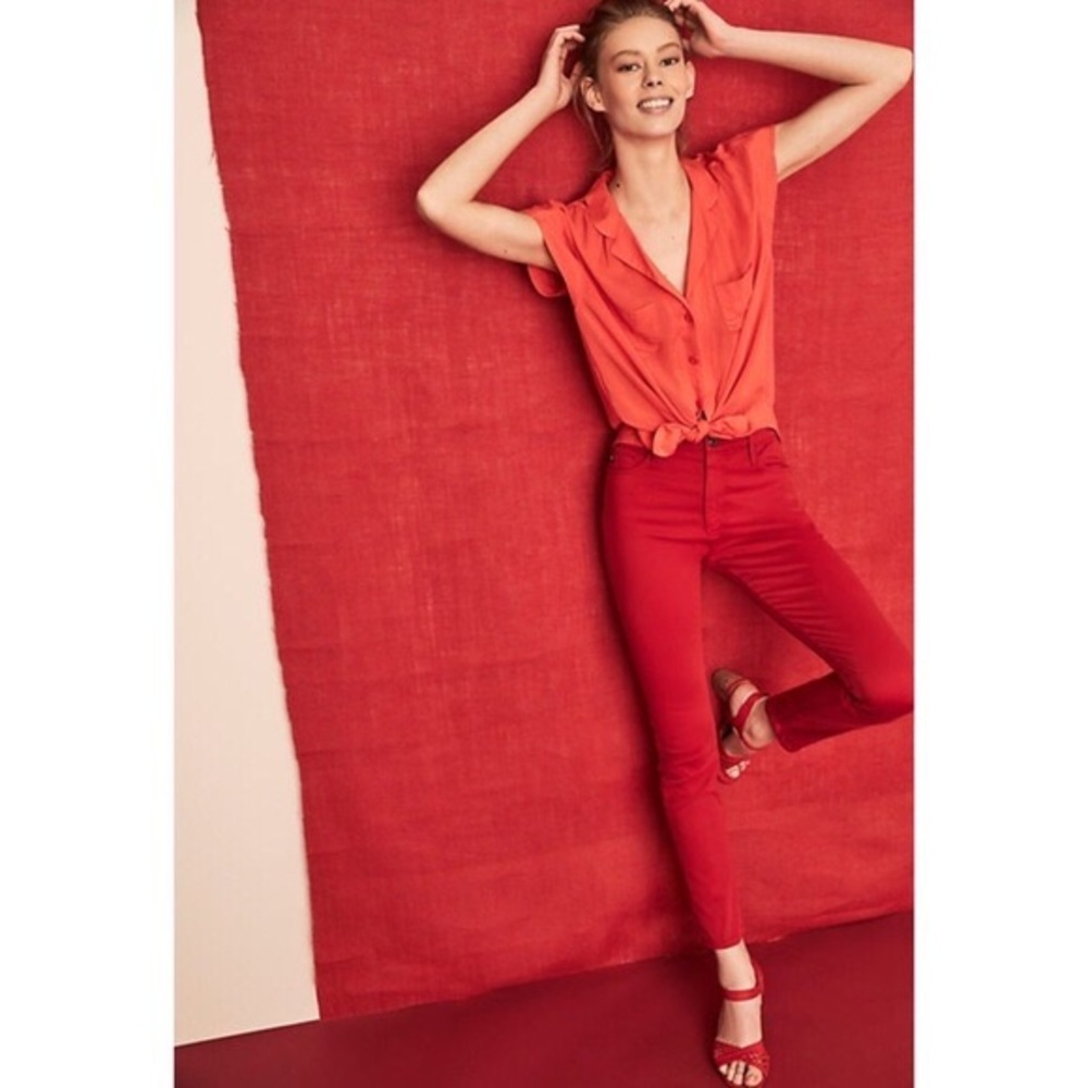 Anthropologie Maeve Tangerine Raffine Blouse S